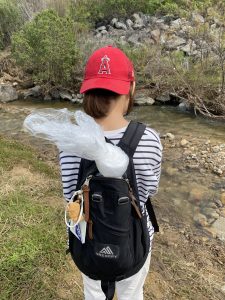 Water in a backpack